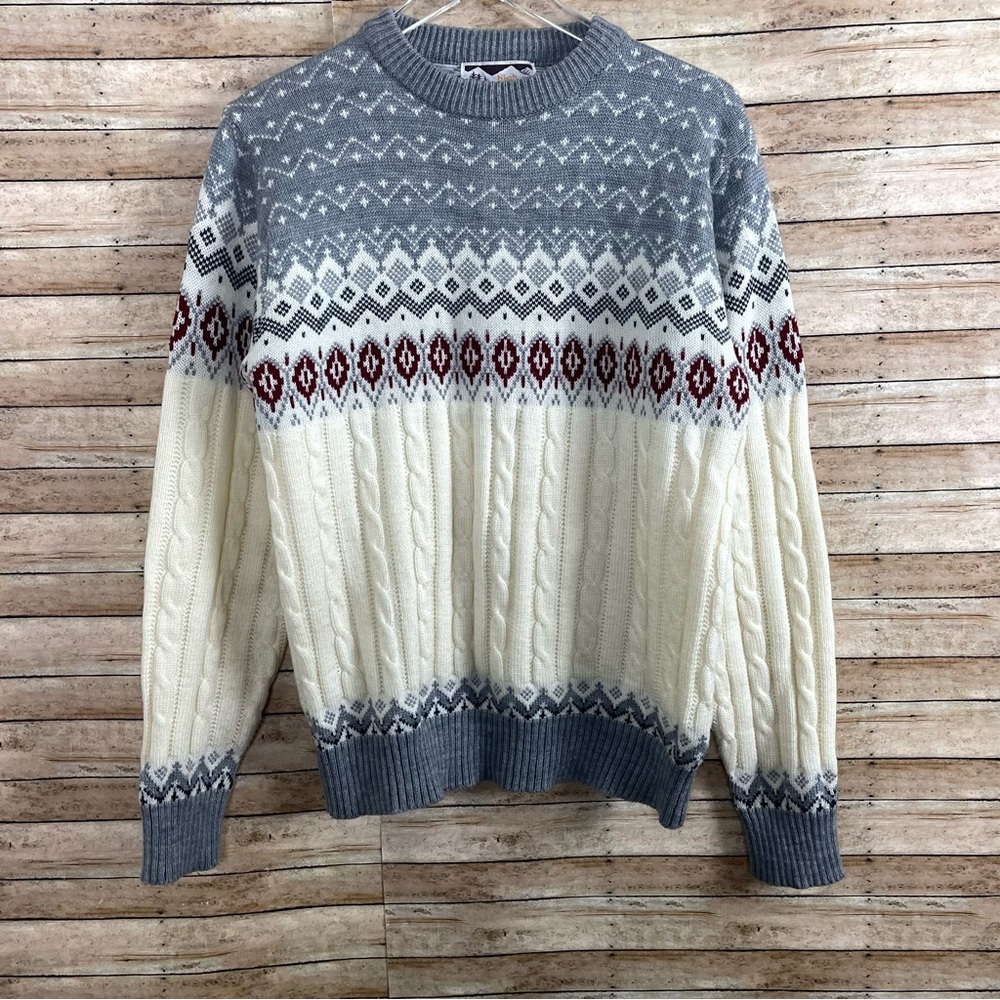Vintage Mens fishermen fair isle style sweater 80’s size large